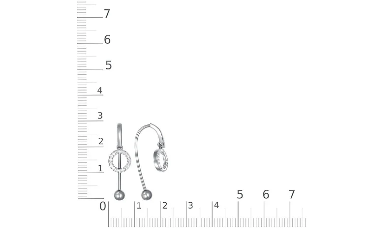 Серьги из белого золота с 36 фианитами