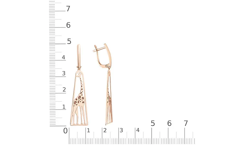 Серьги Жирафы из красного золота без вставок