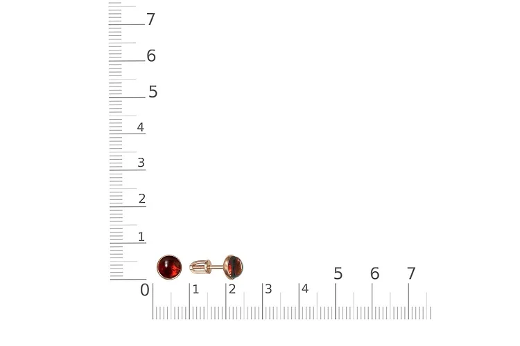 Серьги-пусеты из красного золота с 2 гранатами