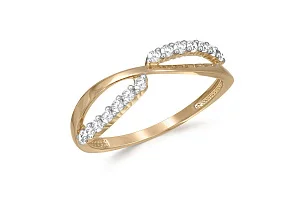 Кольцо из жёлтого золота с 14 фианитами