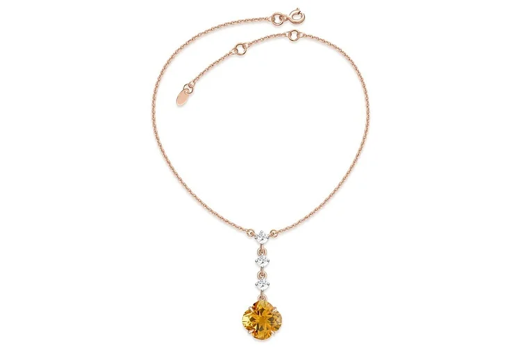 Колье из жёлтого золота с цитрином и 3 фианитами