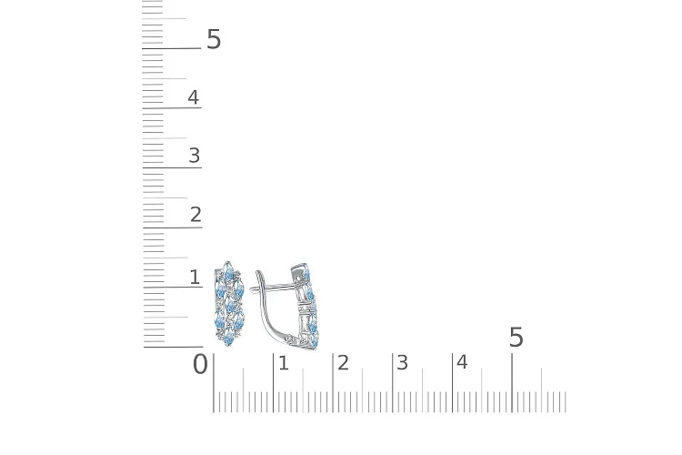 Серьги из белого золота с 14 топазами sky и 16 бриллиантами