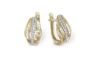 Серьги из жёлтого золота с 38 фианитами