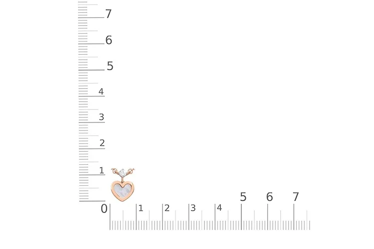 Колье Сердце из красного золота с перламутром и фианитом