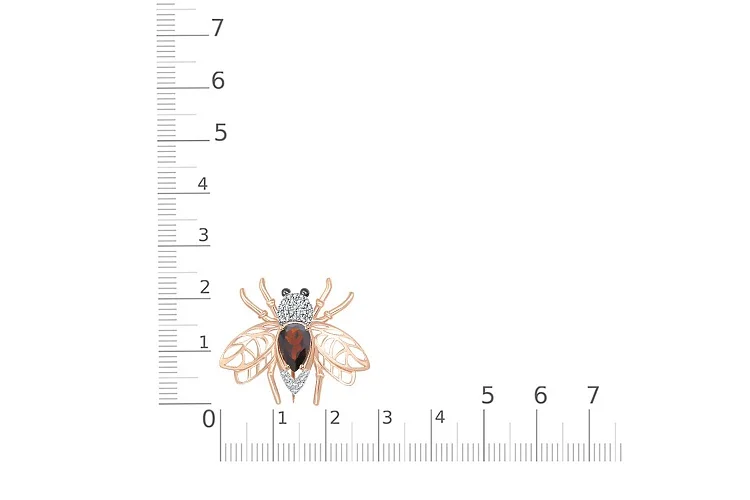 Брошь Пчела из красного золота с 32 гранатами