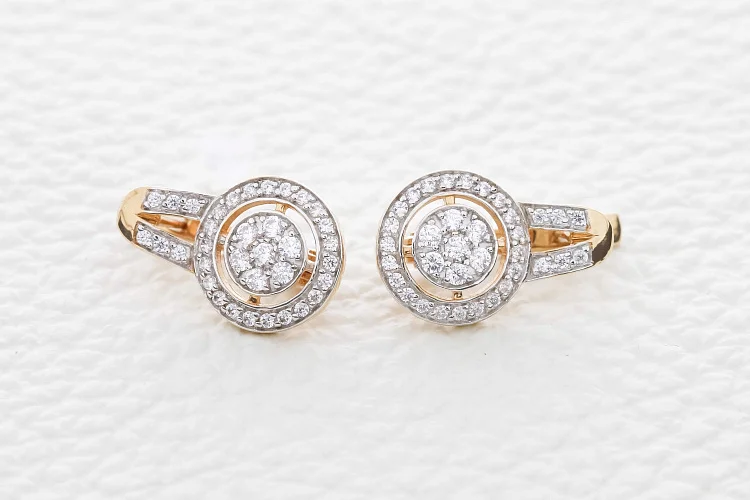 Серьги Круги из красного золота с 70 фианитами
