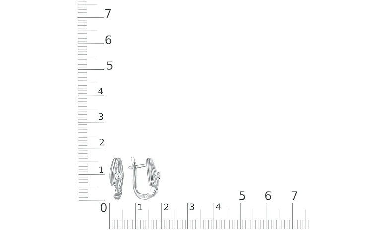 Серьги из белого золота с 2 фианитами
