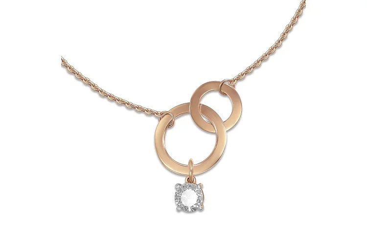 Колье Круг из красного золота с фианитом