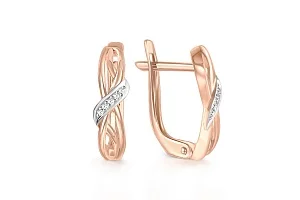 Серьги из красного золота с 10 бриллиантами