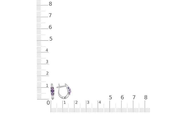 Серьги из белого золота с 6 аметистами