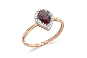 Кольцо из красного золота с александритом и 23 фианитами