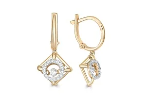 Серьги Квадраты из жёлтого золота с 30 фианитами