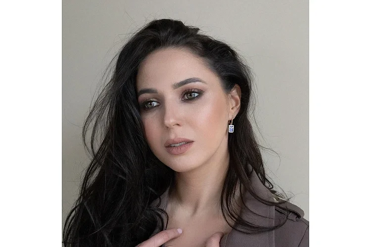 Серьги из красного золота с 2 чароитами