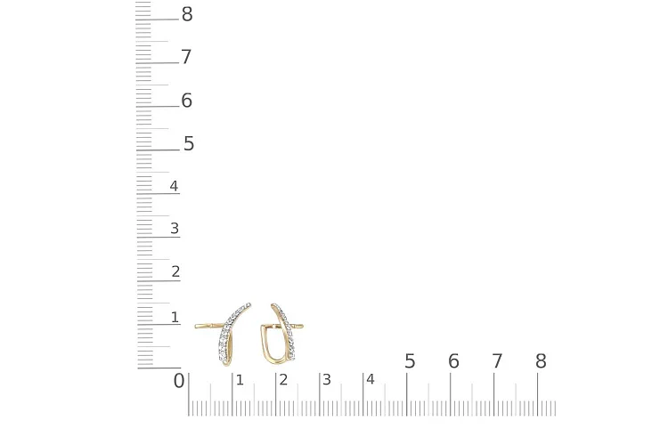 Серьги-пусеты из жёлтого золота с 18 фианитами