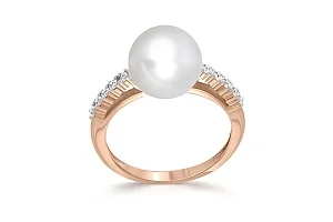Кольцо из красного золота с жемчугом и 10 фианитами