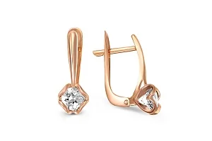 Серьги из красного золота с 2 фианитами