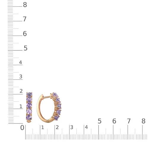 Серьги Дорожки из красного золота с 10 аметистами