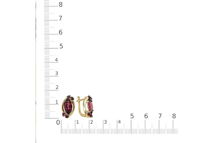 Серьги из жёлтого золота с 10 гранатами