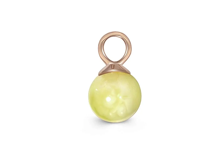 Подвеска серёг-трансформеров из красного золота с янтарём