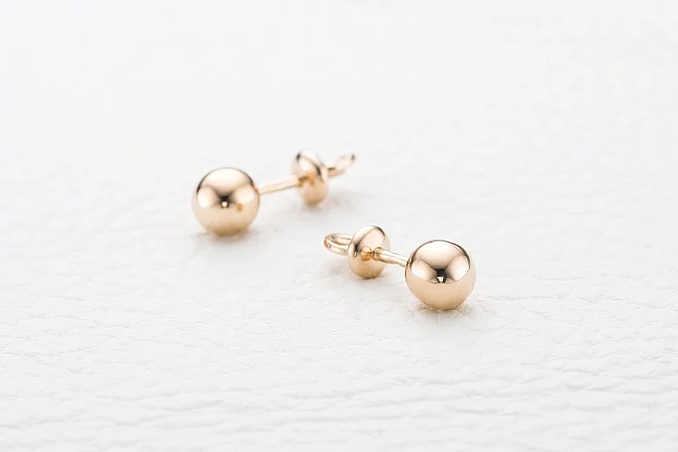 Серьги-пусеты Шары из красного золота без вставок