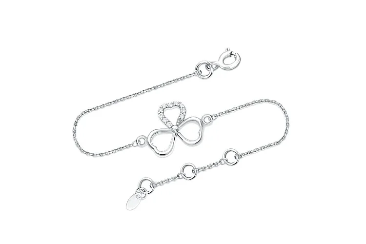 Браслет Клевер из белого золота с 10 бриллиантами