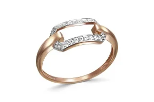 Кольцо дорожка из красного золота с 18 фианитами