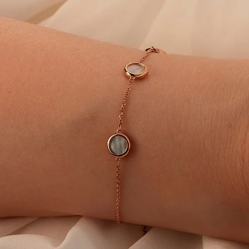 Браслет из красного золота с перламутром