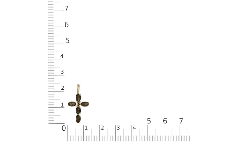 Крест из жёлтого золота с 6 раухтопазами