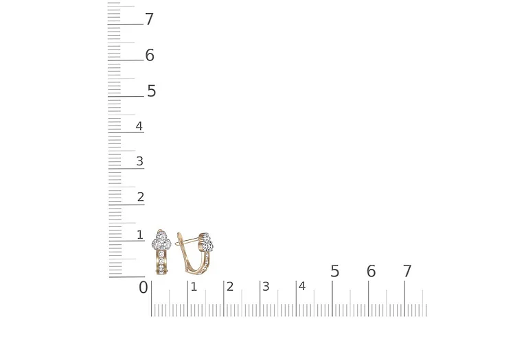 Детские серьги Цветы из жёлтого золота с 16 фианитами