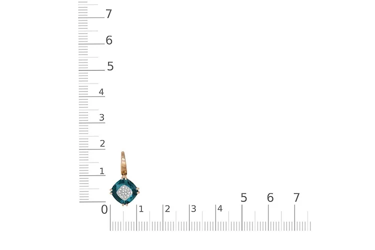 Подвеска из красного золота с топазом лондон и 14 бриллиантами