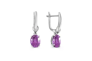 Серьги из белого золота с 2 аметистами