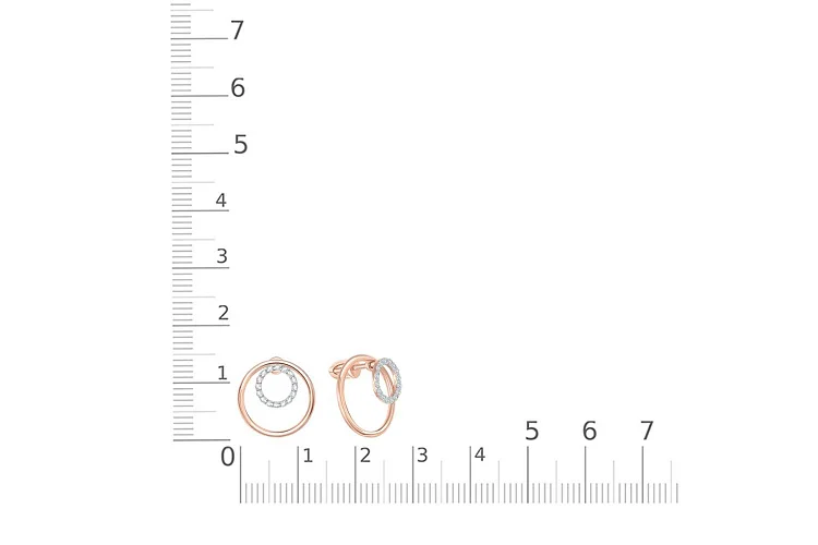 Серьги-пусеты Круги из красного золота с 32 фианитами