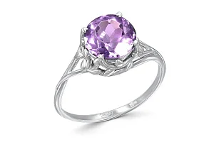 Кольцо из белого золота с аметистом