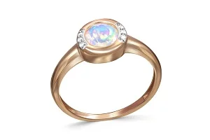 Кольцо из красного золота с опалом и 6 фианитами