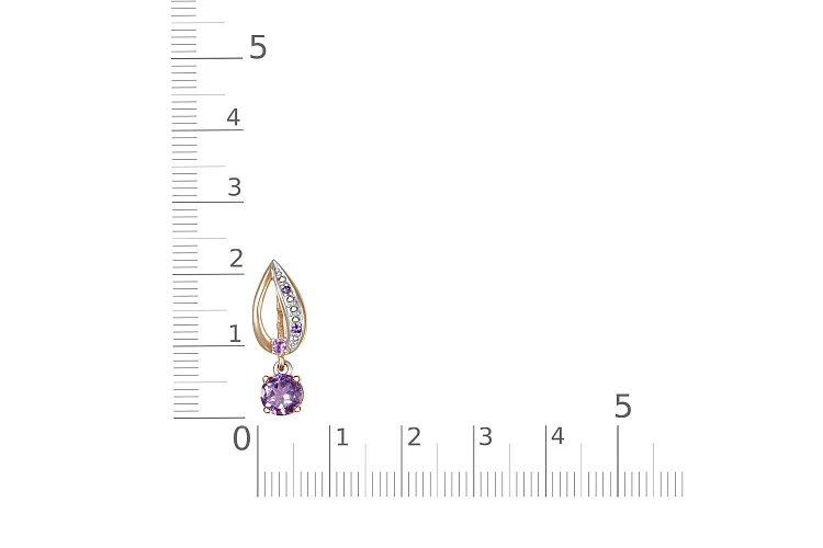 Подвеска из красного золота с 4 аметистами