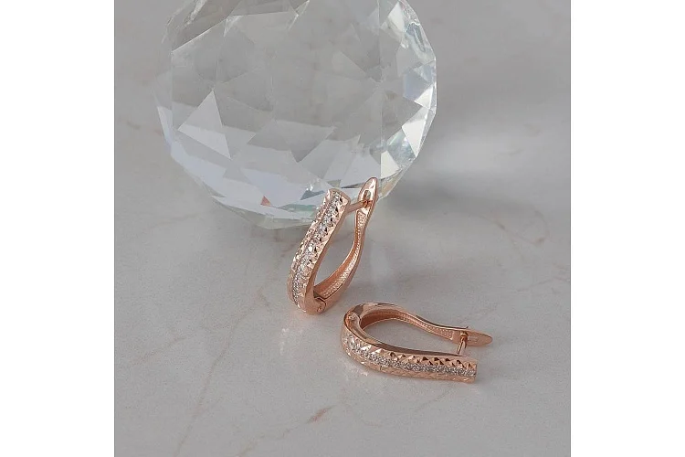 Серьги Дорожки из красного золота с 28 бриллиантами