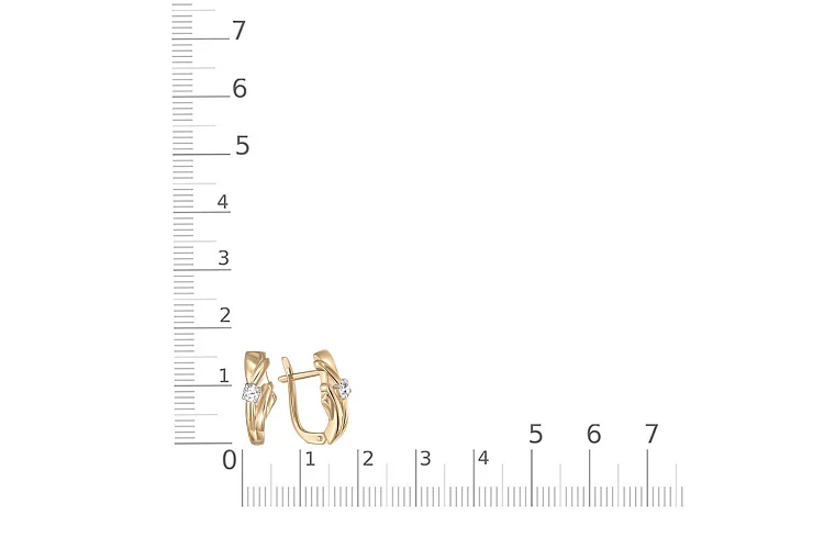 Серьги из жёлтого золота с 2 фианитами