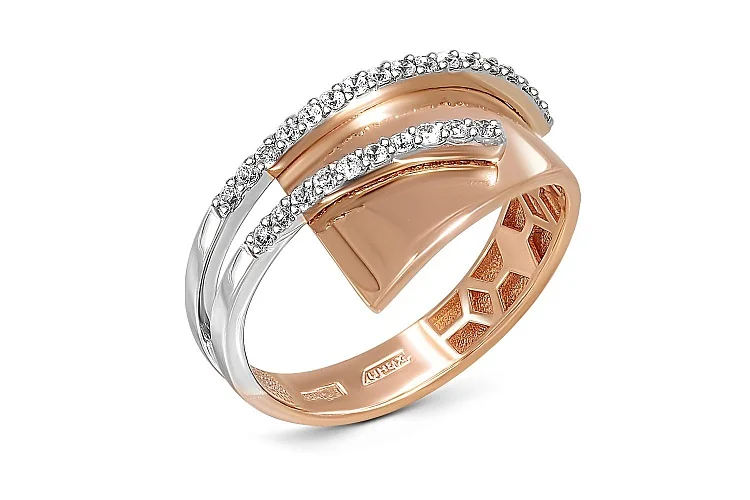 Кольцо Дорожка из красного золота с 27 фианитами