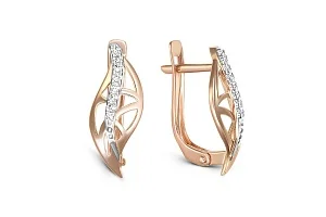 Серьги из красного золота с 16 фианитами