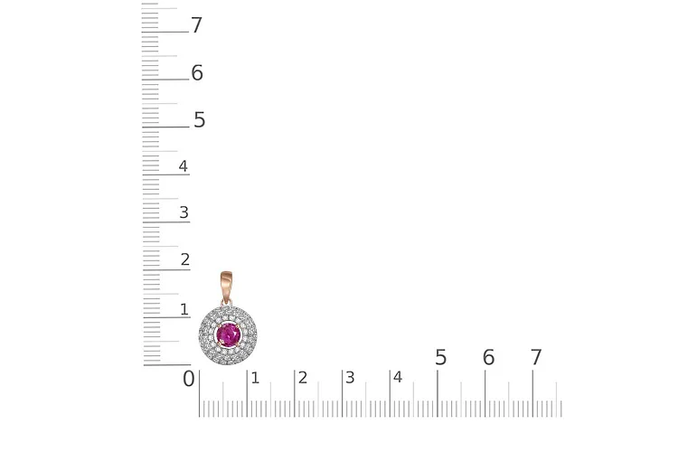 Подвеска из красного золота с корундом и 56 бриллиантами