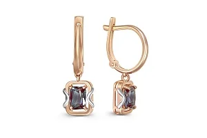 Серьги из красного золота с 2 александритами