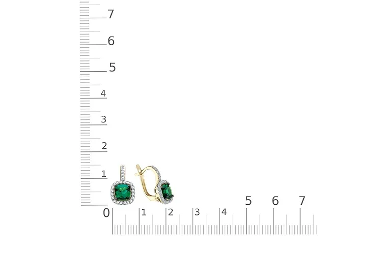 Серьги из жёлтого золота с 2 изумрудами и 50 бриллиантами