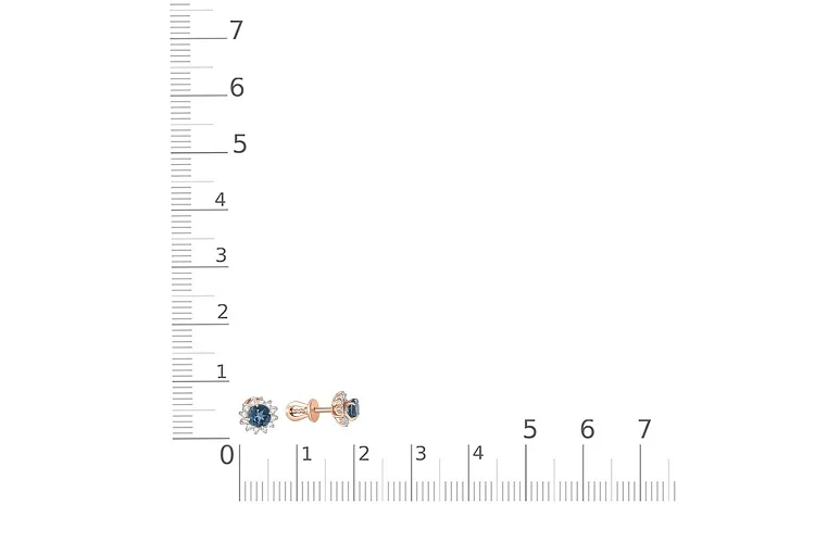 Серьги-пусеты из красного золота с 2 топазами лондон и 24 фианитами