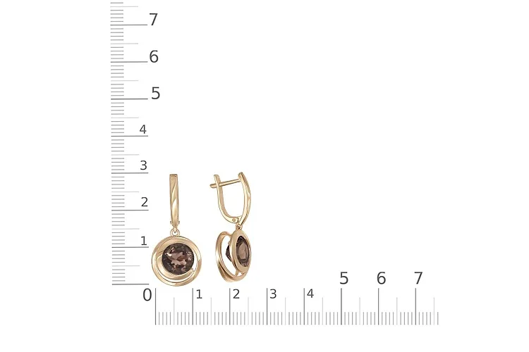 Серьги из жёлтого золота с 2 раухтопазами