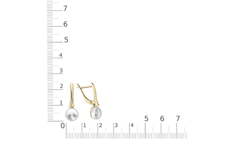Серьги из жёлтого золота с 2 жемчужинами
