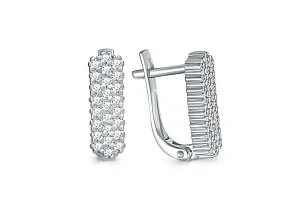 Серьги из белого золота с 50 фианитами