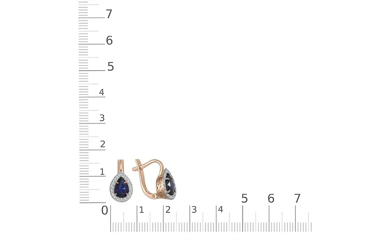 Серьги из красного золота с 2 сапфирами и 36 бриллиантами