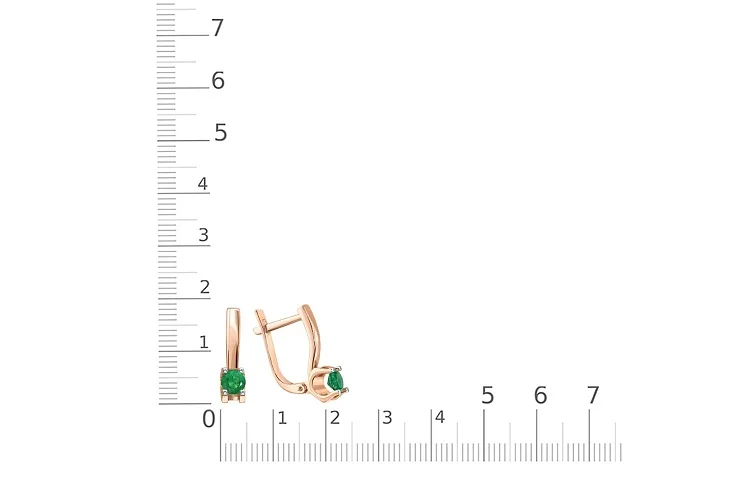 Серьги из красного золота с 2 изумрудами