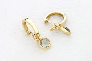 Серьги-трансформеры из жёлтого золота с 2 аметистами