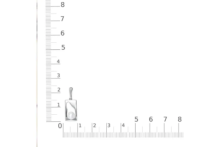 Подвеска Прямоугольник из белого золота с жемчугом